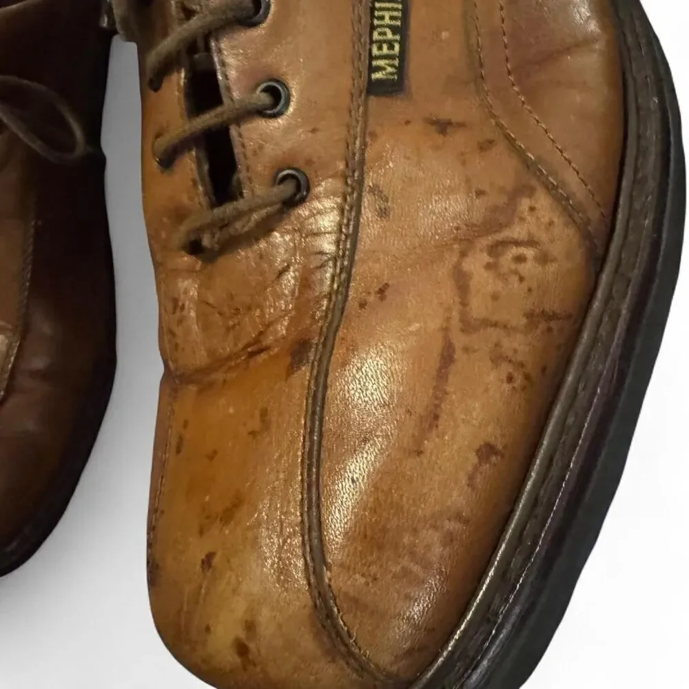 Mephisto Men’s Size 12.5 Brown Leather Lace-Up Comfort Shoes Shock Absorb sole